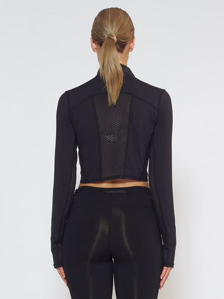 MUV Sportswear_BREEZE Long-Sleeve Collared Crop_Colour Black_UV Protecting Sportswear