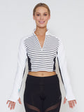 MUV Sportswear_BREEZE Long-Sleeve Collared Crop_Colour Stripe_UV Protecting Sportswear