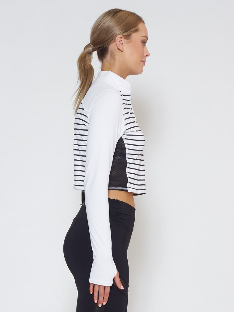 MUV Sportswear_BREEZE Long-Sleeve Collared Crop_Colour Stripe_UV Protecting Sportswear
