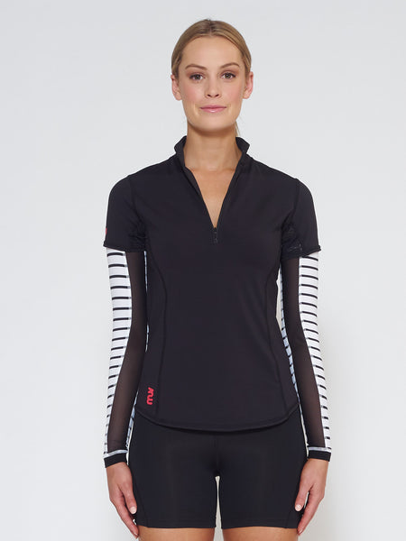 MUV Sportswear_VAPOUR Short-Sleeve Collared Top_Colour Black_UV Protecting Sportswear