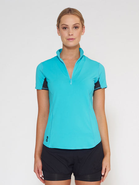 MUV Sportswear_VAPOUR Short-Sleeve Collared Top_Colour Scuba Blue_UV Protecting Sportswear