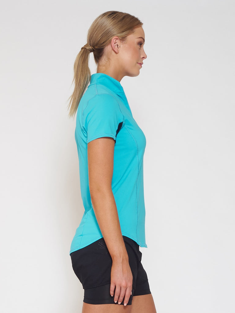 MUV Sportswear_VAPOUR Short-Sleeve Collared Top_Colour Scuba Blue_UV Protecting Sportswear