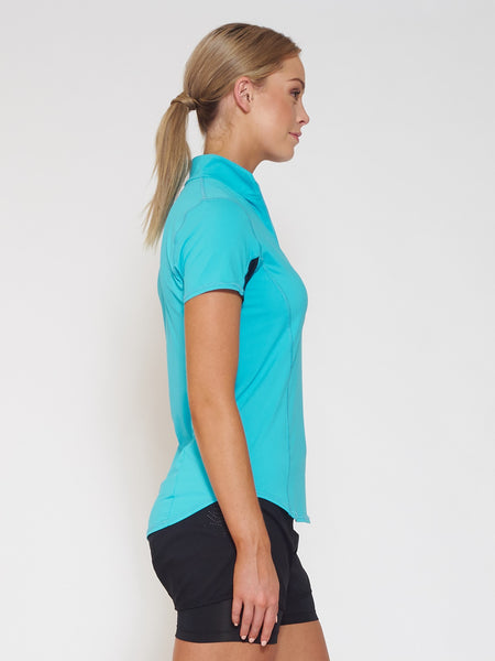 MUV Sportswear_VAPOUR Short-Sleeve Collared Top_Colour Scuba Blue_UV Protecting Sportswear