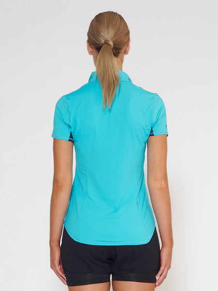 MUV Sportswear_VAPOUR Short-Sleeve Collared Top_Colour Scuba Blue_UV Protecting Sportswear